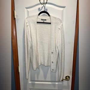 Beautiful soft white sweater with crystal buttons